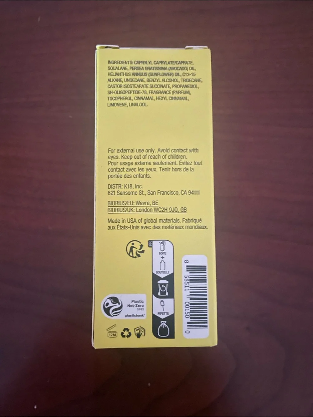 K18 Biomimetic Hairscience Molecular Repair Hair Oil - White/Yellow